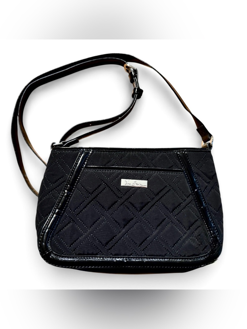 Vera Bradley Black Quilted Patent-Trim Crossbody Bag